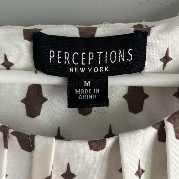 Perceptions cream and brown pattern dress size medium - Picture 3 of 6